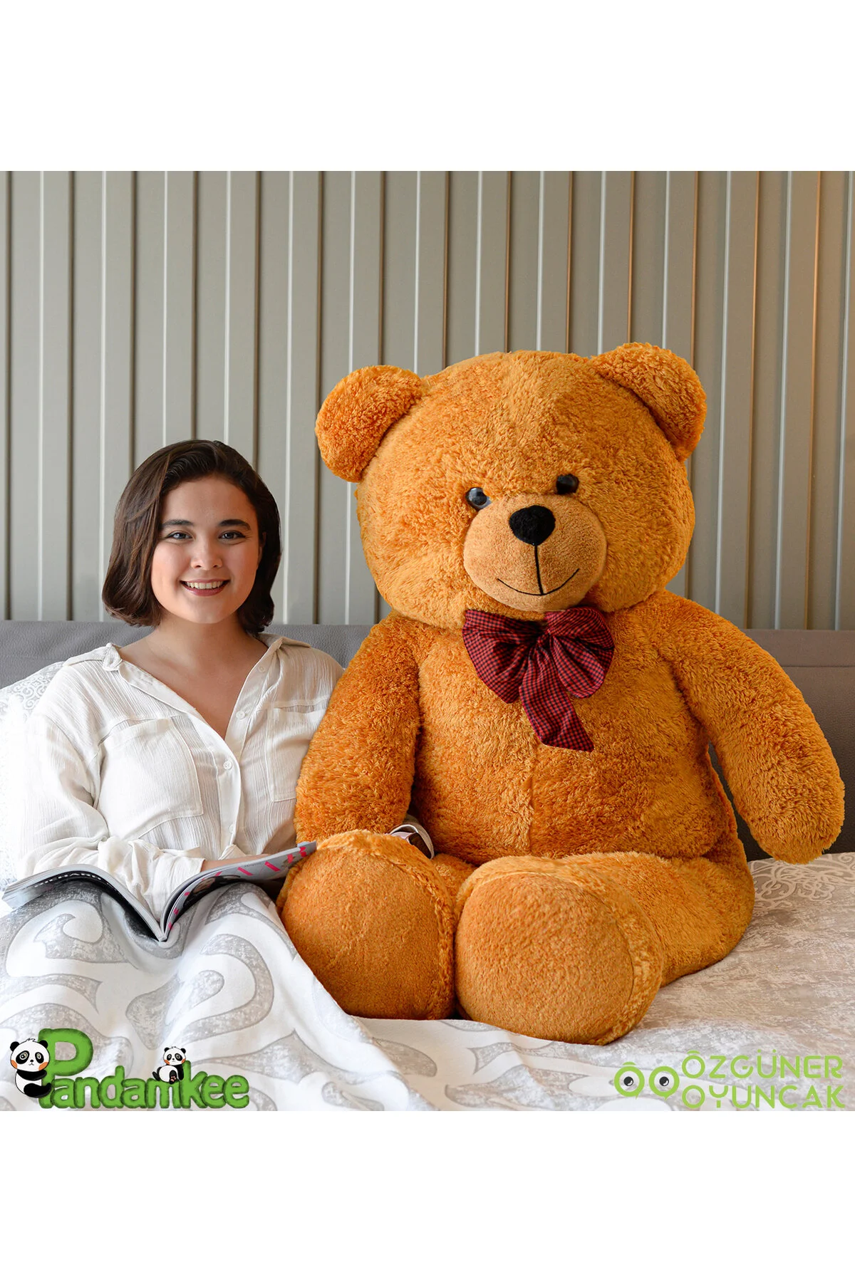 Pandamkee Özgüneroyuncak. Dev Büyük Peluş Ayıcık 170 cm Hediyelik Ayı (%100 YERLİ) Pembe