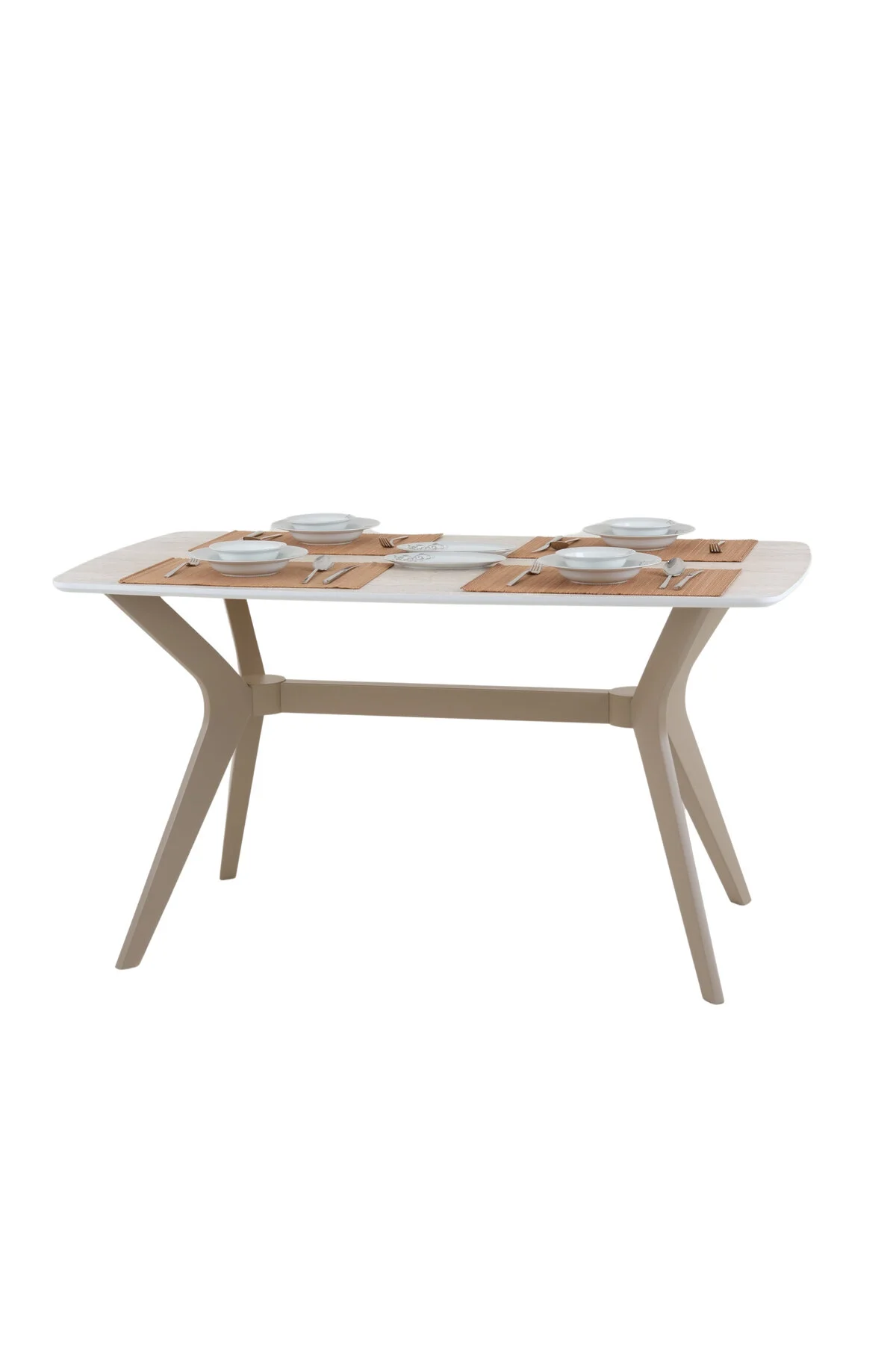 PLASMOB 80X120 MDF Mutfak Masası (Sadece Masa) Salon Masası Balkon Masası Viktoria Serisi-Traverten/Ceviz