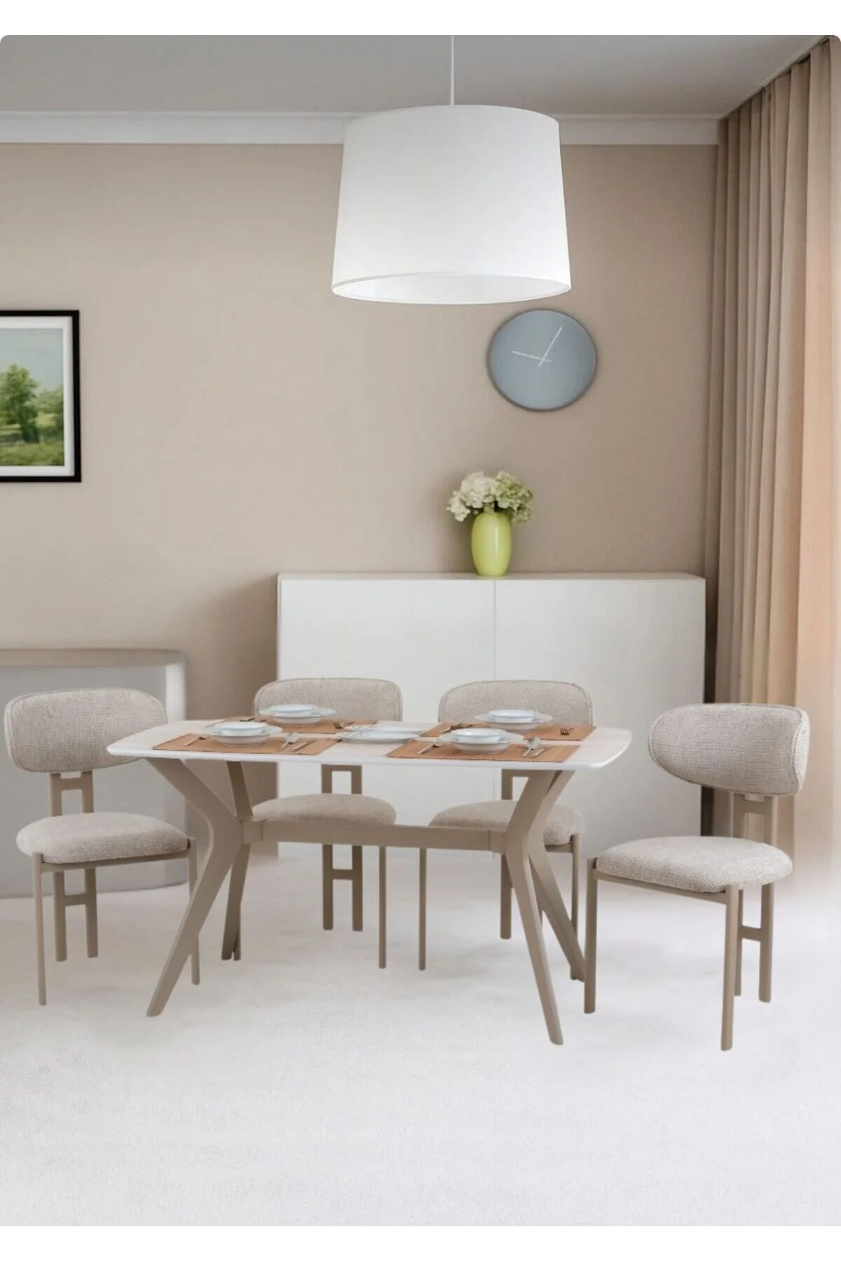 PLASMOB 80x140 Mutfak Masası Takımı 1 Masa + 4 Sandalye Salon Masası Viktoria Model-Traverten/Ceviz