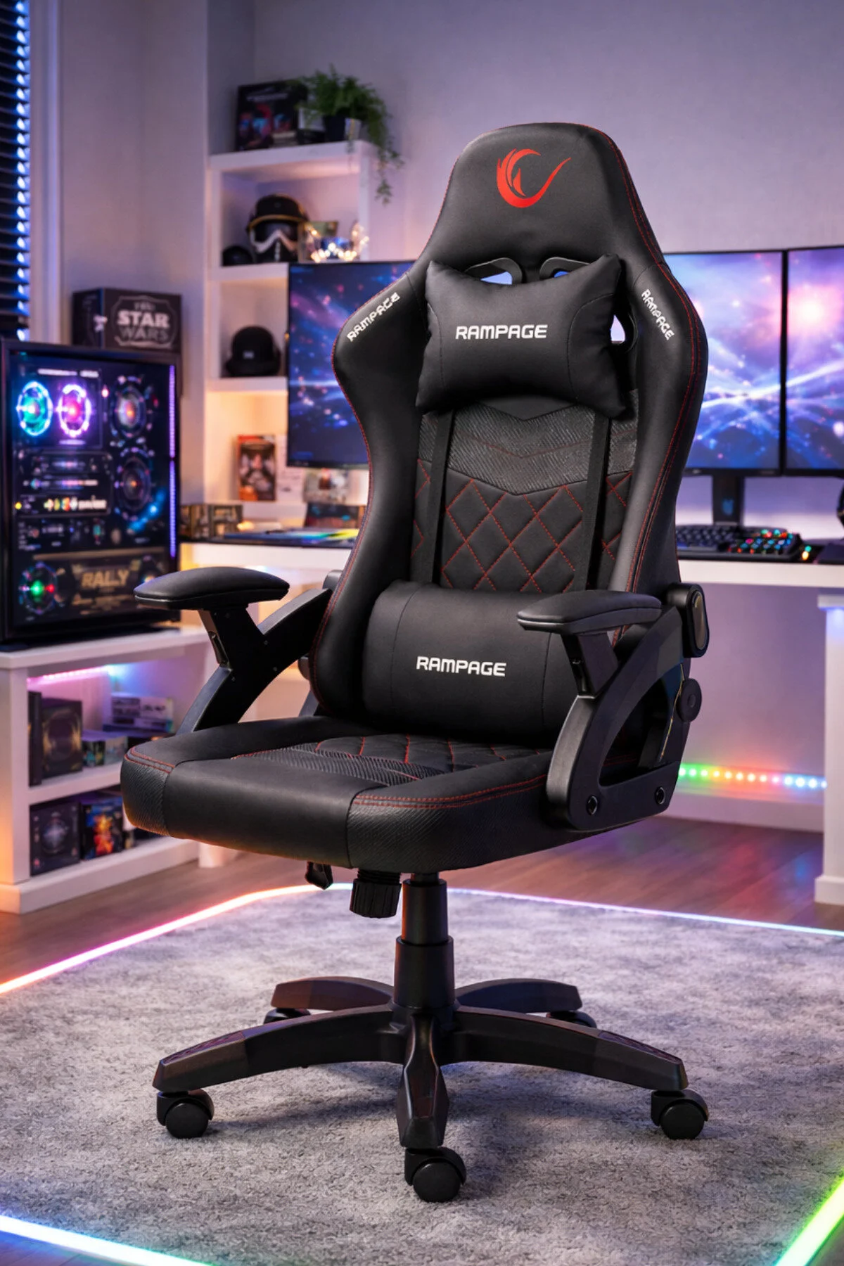 Rampage Nox Terletmez Kumaş Siyah/Gri Oyuncu Koltuğu - KL-R43