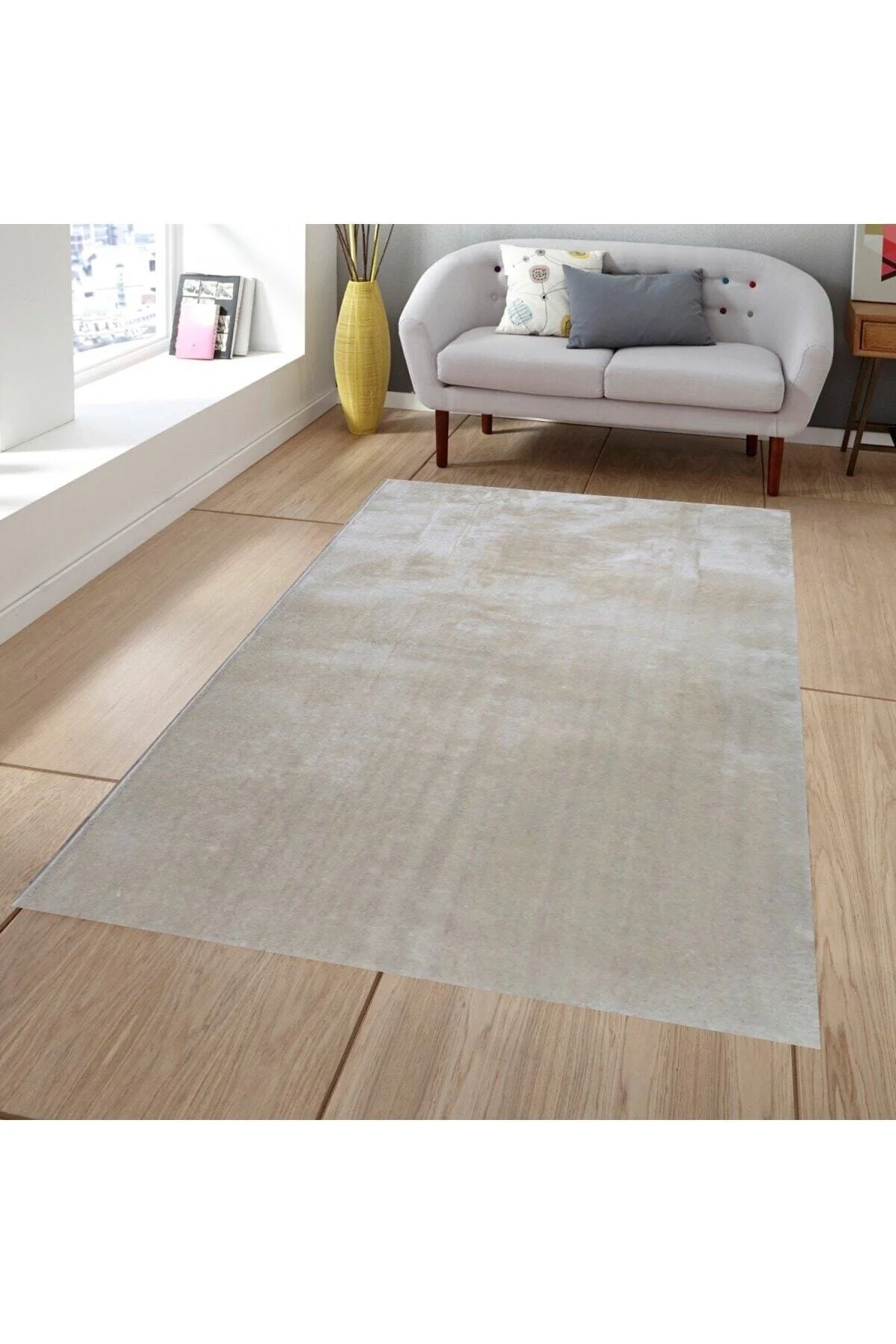 Raschel Carpet Kesme Yolluk Kaymaz Taban Yumuşak Peluş Halı Beyaz
