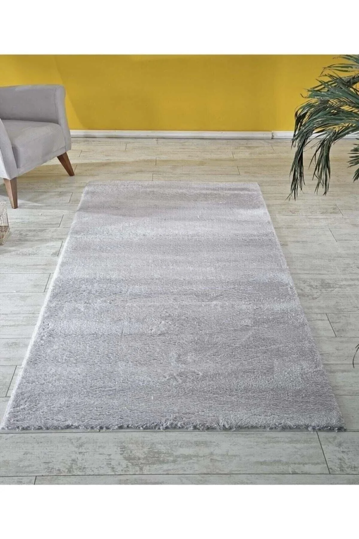 Raschel Carpet Kesme Yolluk Kaymaz Taban Yumuşak Peluş Halı Beyaz