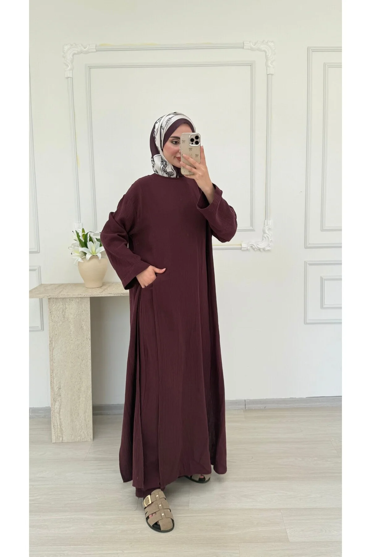 salisburys Molly Nelly Kadın Yırtmaçlı Tunik Muslin Pantolon Takım