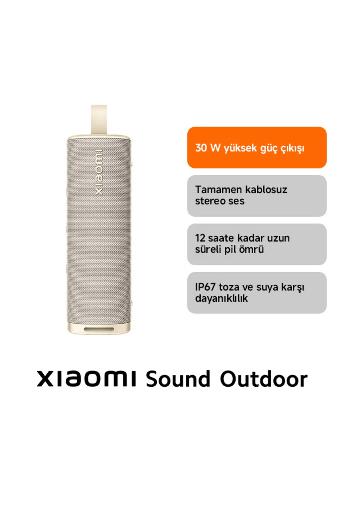 Xiaomi Sound Outdoor 30W IP67 Taşınabilir Bluetooth Hoparlör Siyah (Xiaomi Türkiye Garantili)