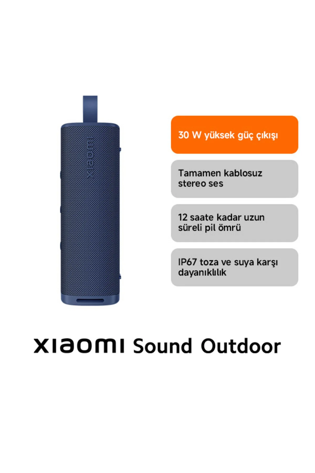 Xiaomi Sound Outdoor 30W IP67 Taşınabilir Bluetooth Hoparlör Siyah (Xiaomi Türkiye Garantili)