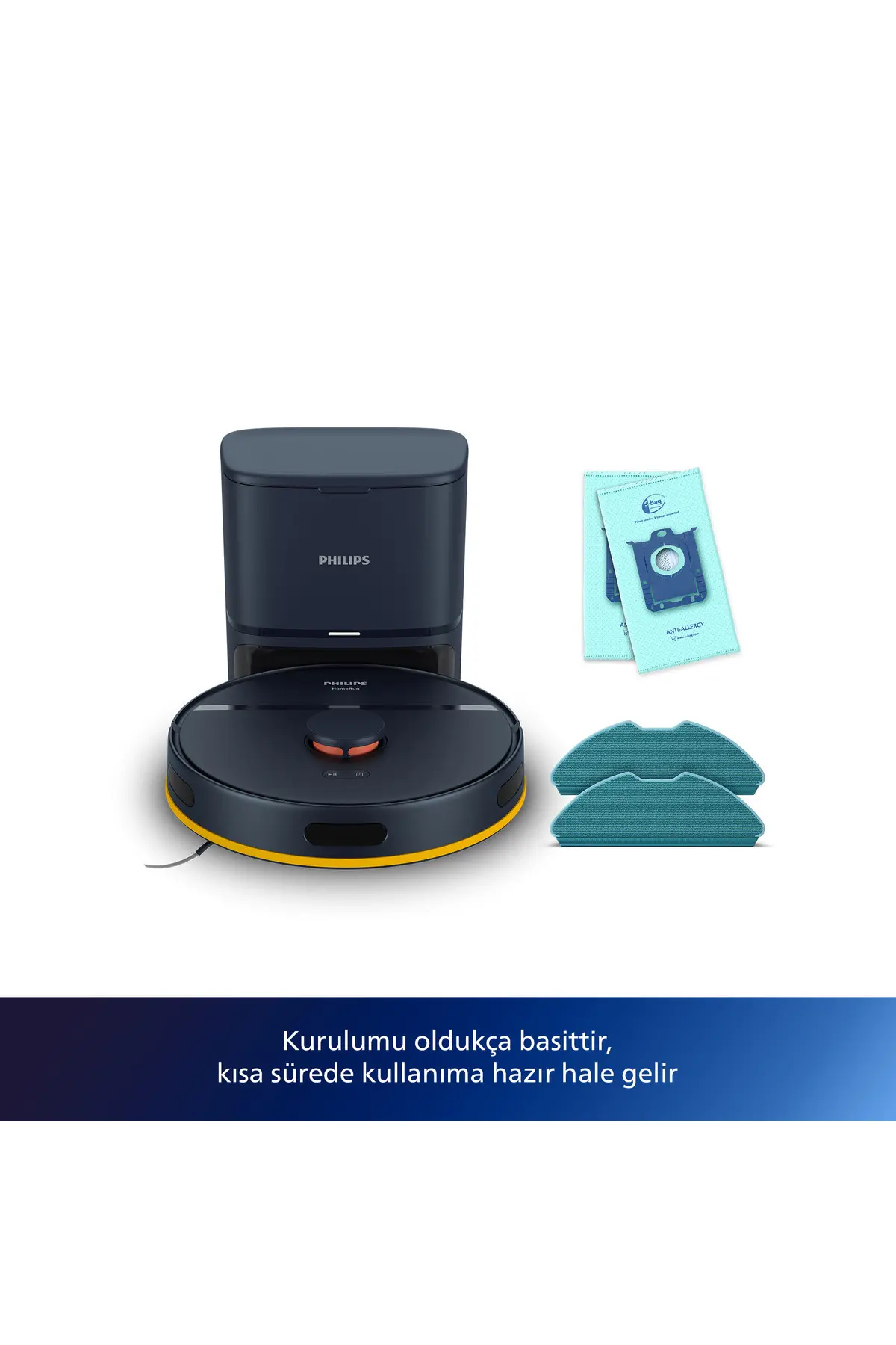Philips HomeRun 2100 Serisi Aqua İstasyonlu Lacivert Robot Süpürge, XU2100/10