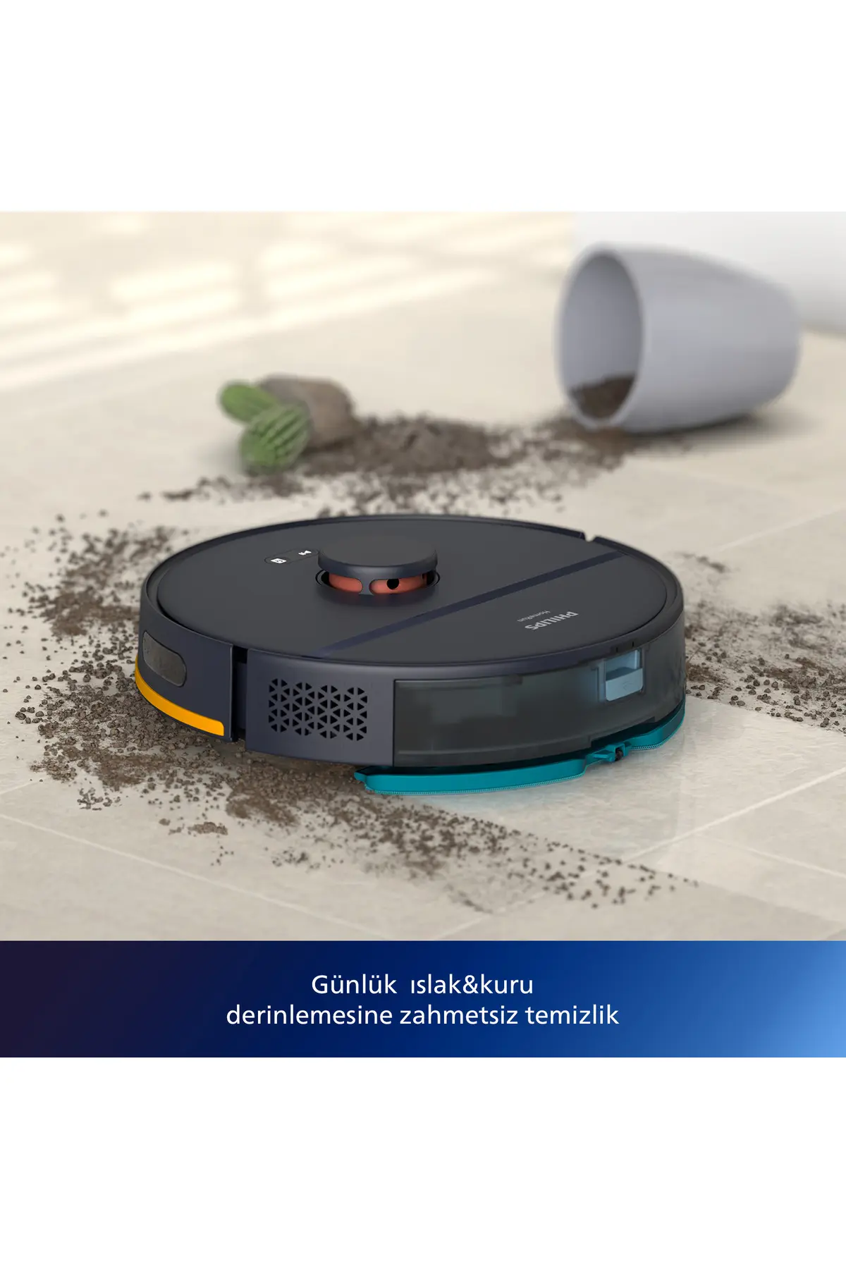 Philips HomeRun 2100 Serisi Aqua İstasyonlu Lacivert Robot Süpürge, XU2100/10