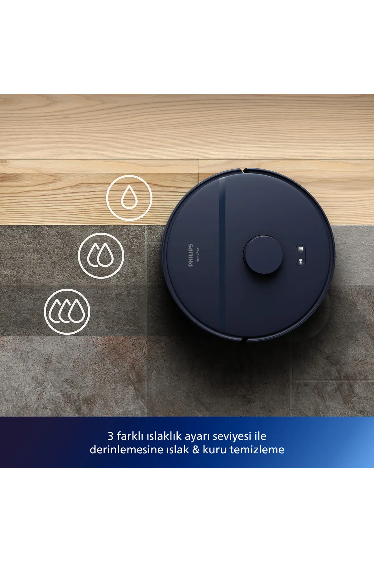 Philips HomeRun 2100 Serisi Aqua İstasyonlu Lacivert Robot Süpürge, XU2100/10