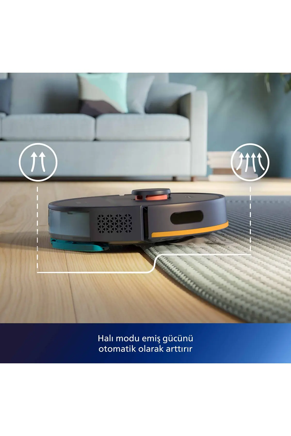 Philips HomeRun 2100 Serisi Aqua İstasyonlu Lacivert Robot Süpürge, XU2100/10