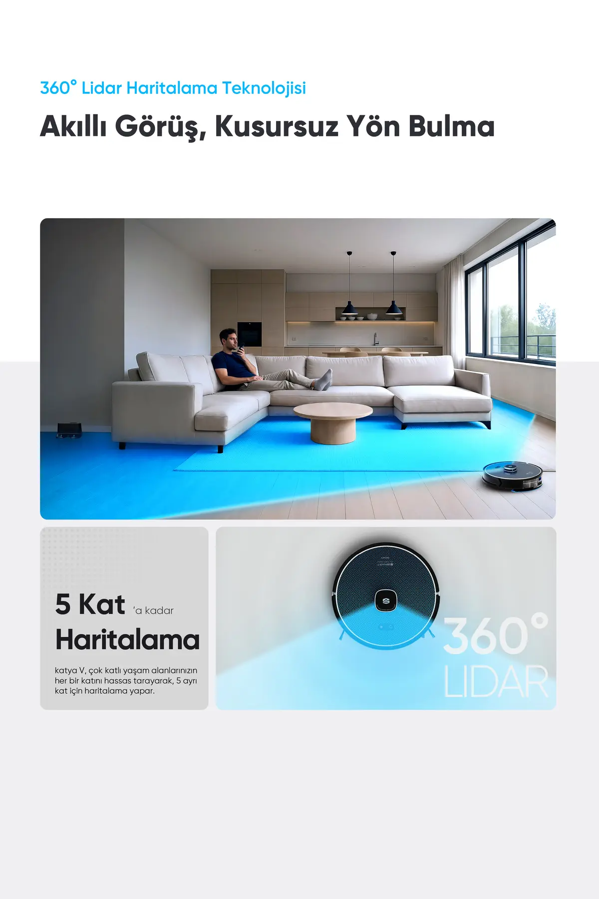 Şımart katya V Akıllı Robot Süpürge 15000Pa Güçlü Emiş Gücü 6400mAh Yüksek Batarya