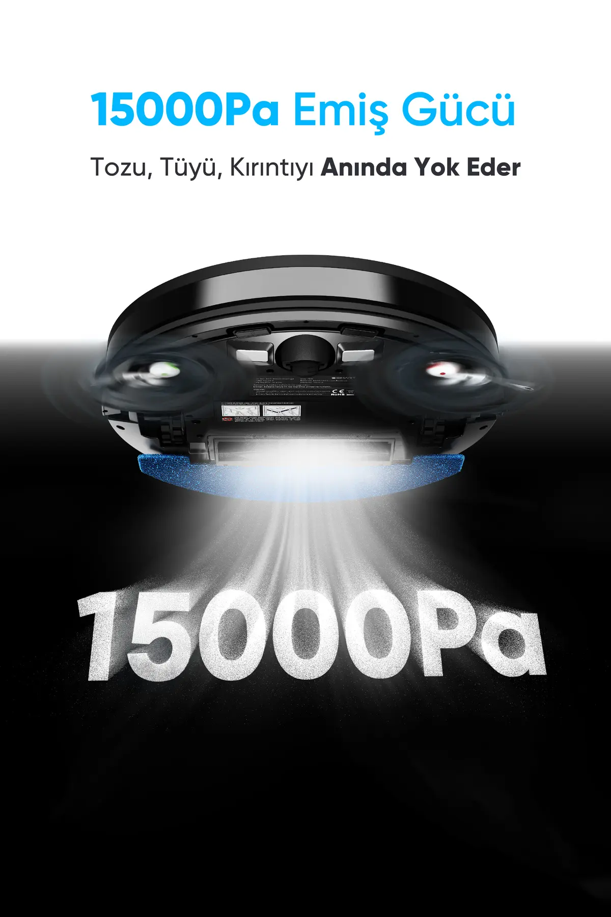 Şımart katya V Akıllı Robot Süpürge 15000Pa Güçlü Emiş Gücü 6400mAh Yüksek Batarya