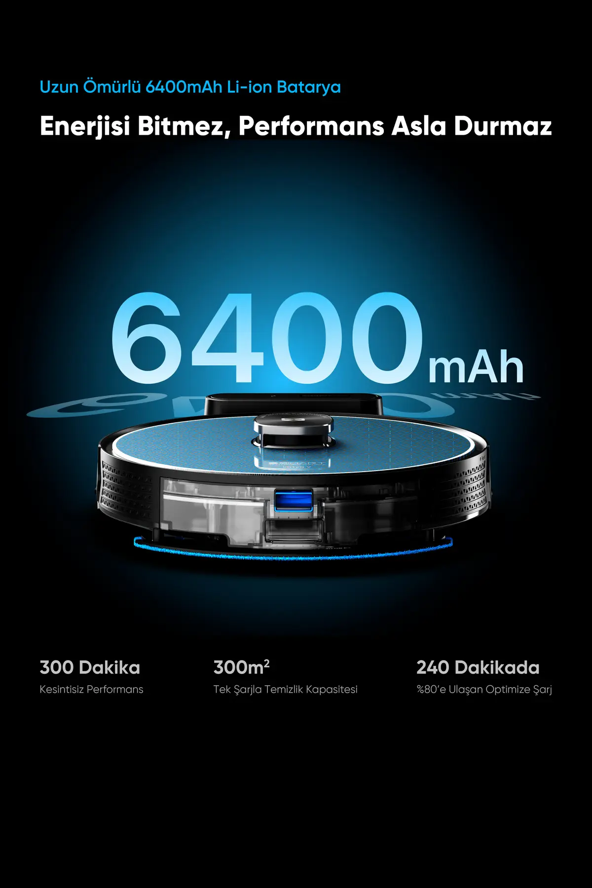 Şımart katya V Akıllı Robot Süpürge 15000Pa Güçlü Emiş Gücü 6400mAh Yüksek Batarya