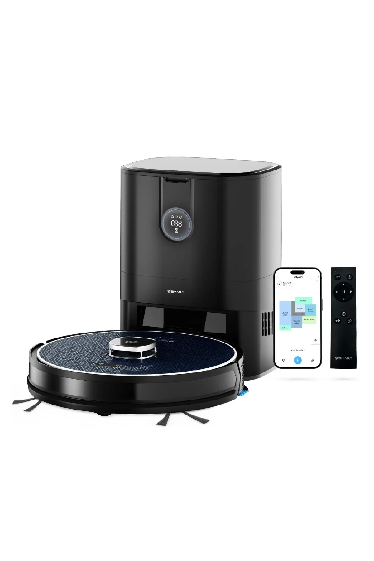 Şımart katya V+ Akıllı Robot Süpürge 15000Pa Premium Otomatik Toz Toplama Üniteli