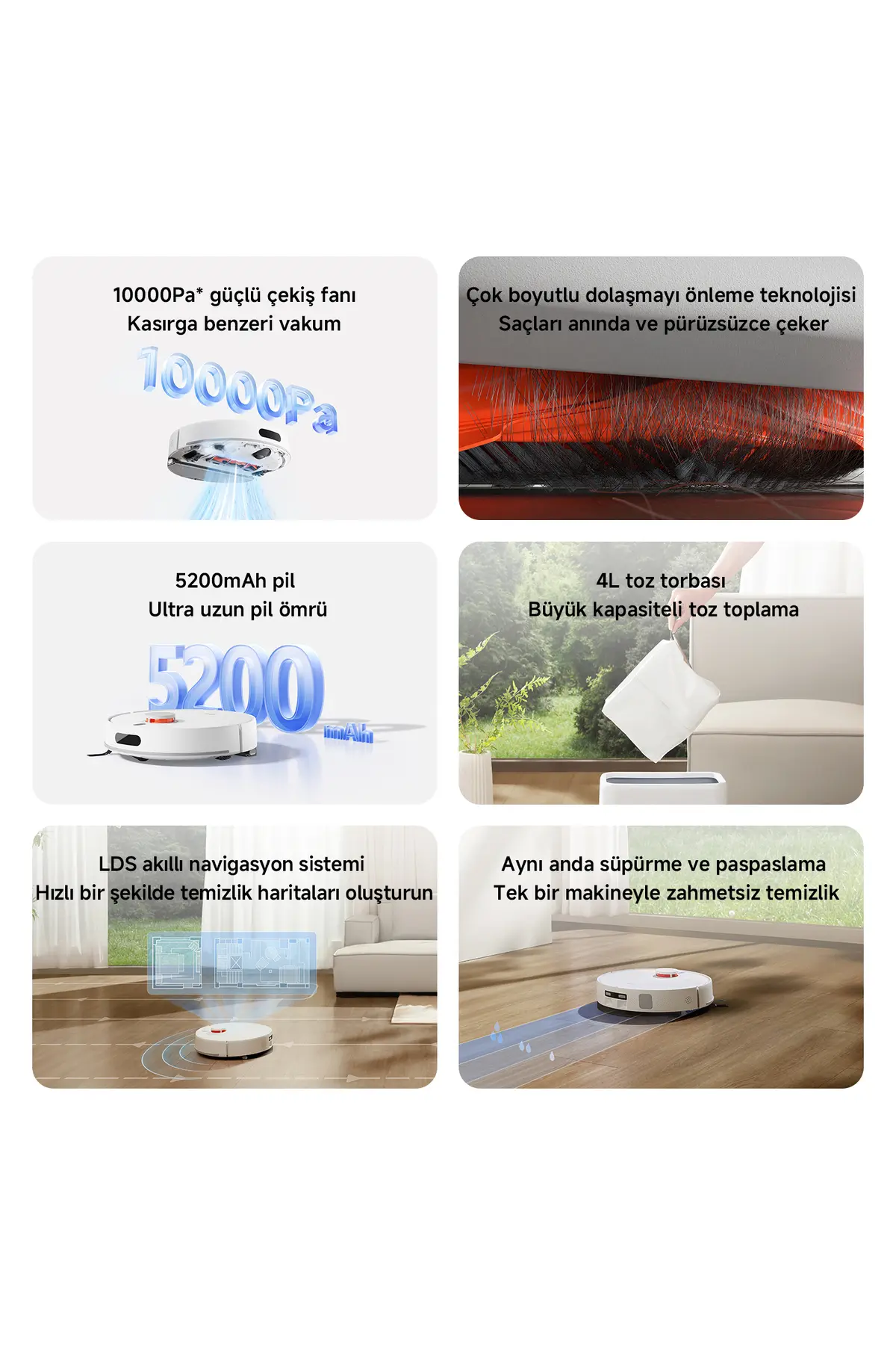 Xiaomi Robot Vacuum H40 Akıllı Robot Süpürge + Mop 10000pa (Xiaomi Türkiye Garantili)