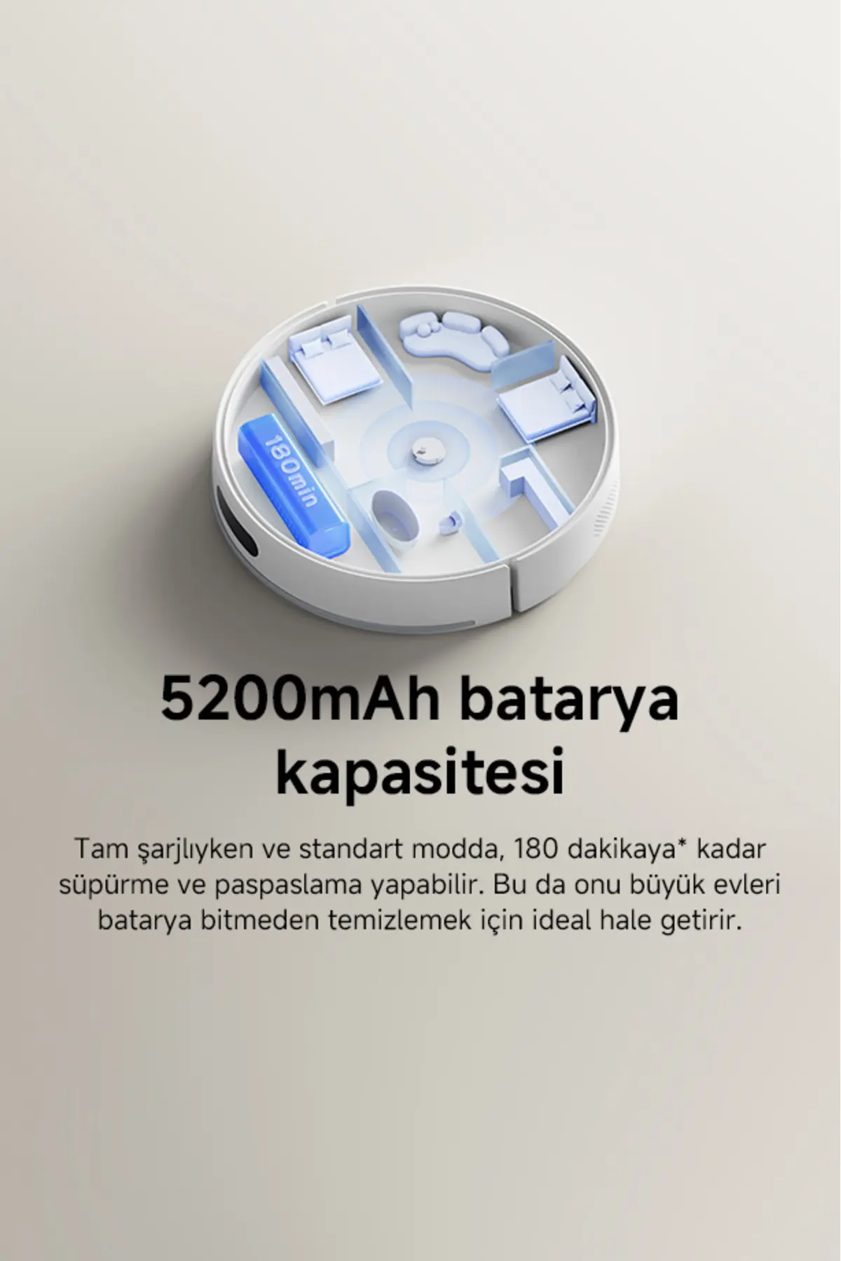 Xiaomi Robot Vacuum S40 Beyaz Akıllı Robot Süpürge + Paspas -10000 Pa Emiş Gücü (Xiaomi TR Garantili)